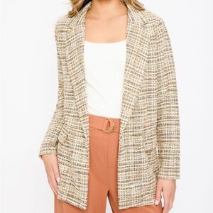 Eclipse Women's Tweed‎ Blazer in Neutral Tones